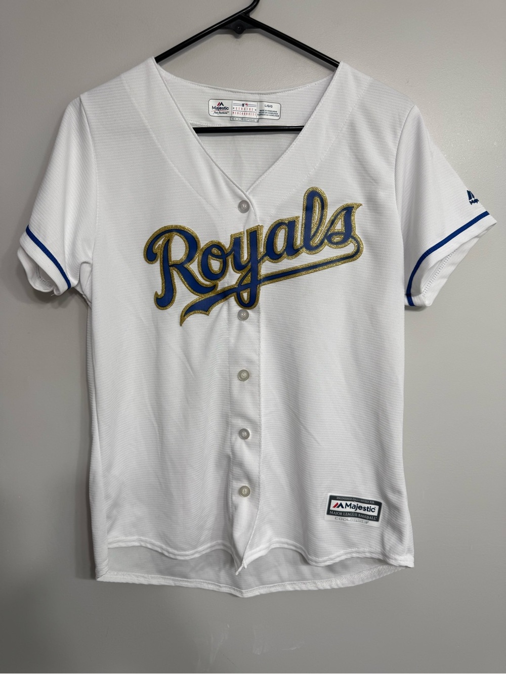 Majestic Kids Royals White Jersey with Blue and Gold Script